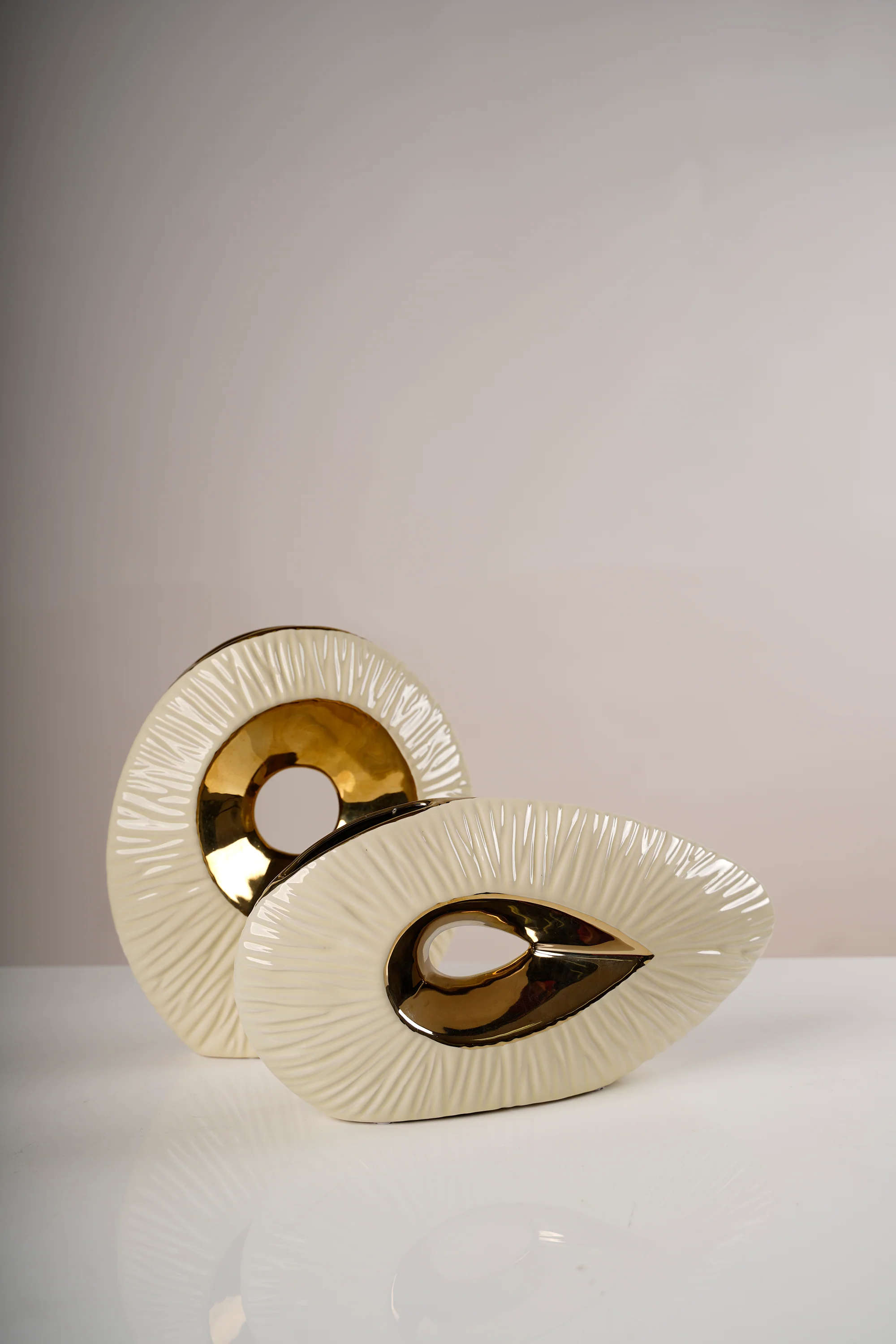 12” Gold/ Cream Ceramic Drop Base- Pur collection - Image 2