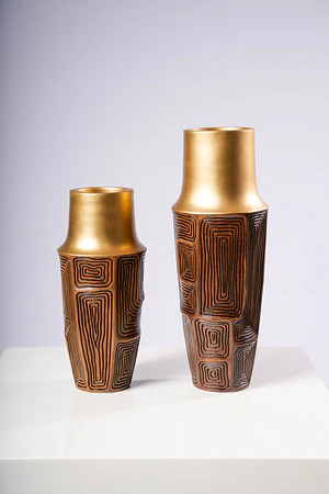 14" WOOD/GOLD VASE - Image 2