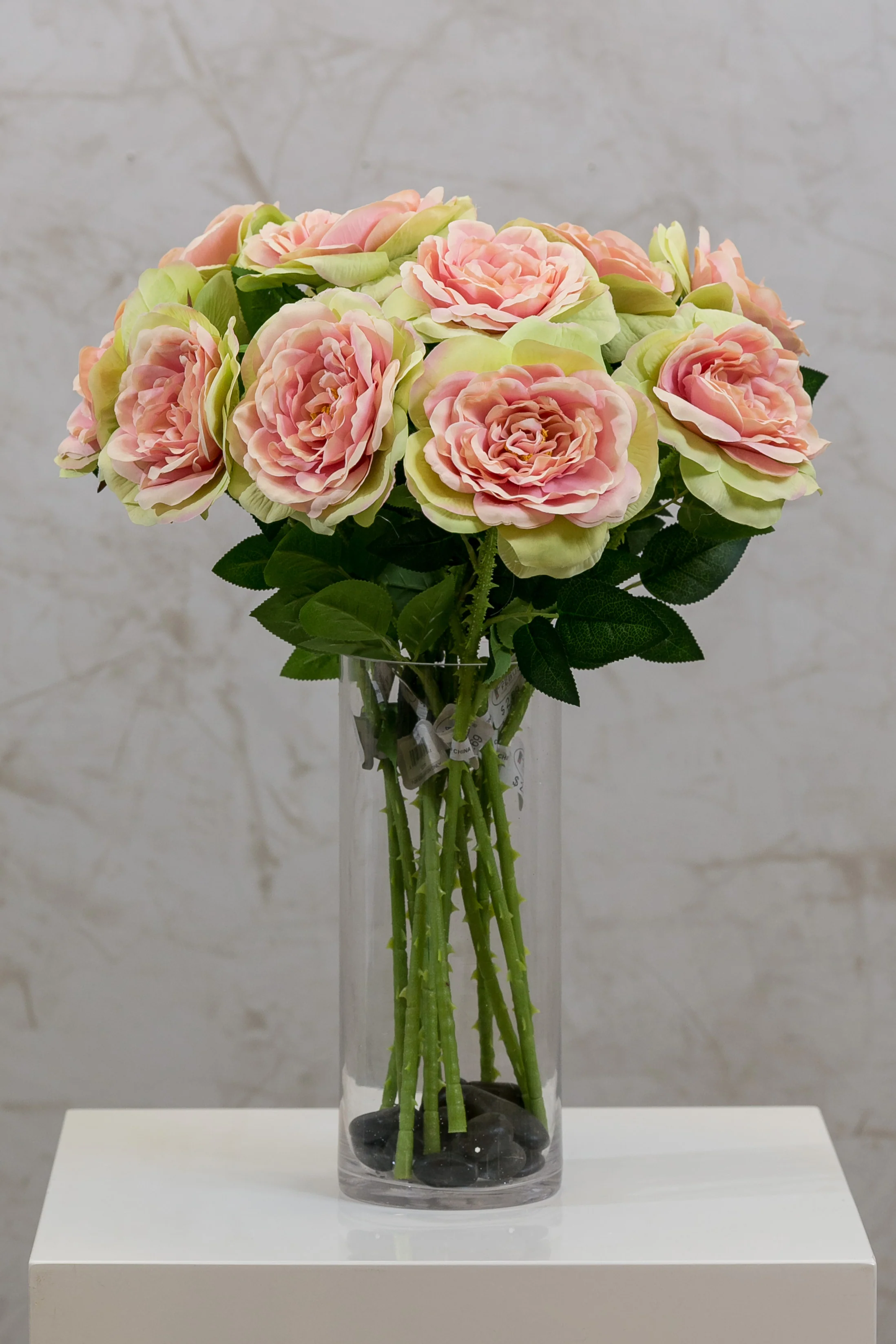 18" Garden Rose Stem Pink/Green - Image 3