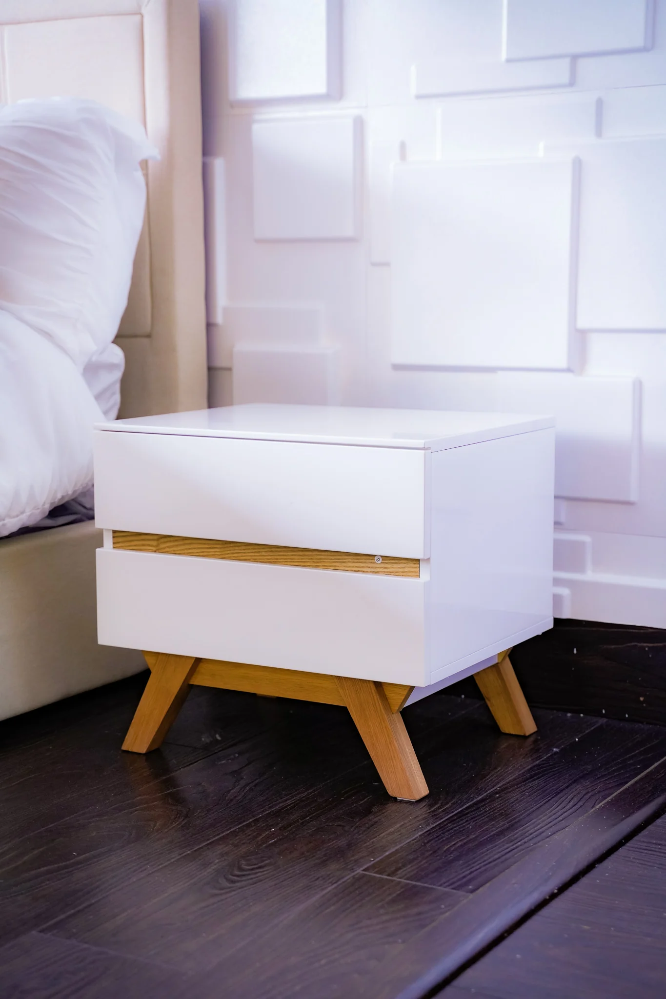 20" End Table-Two Drawers Gloss White - Image 3