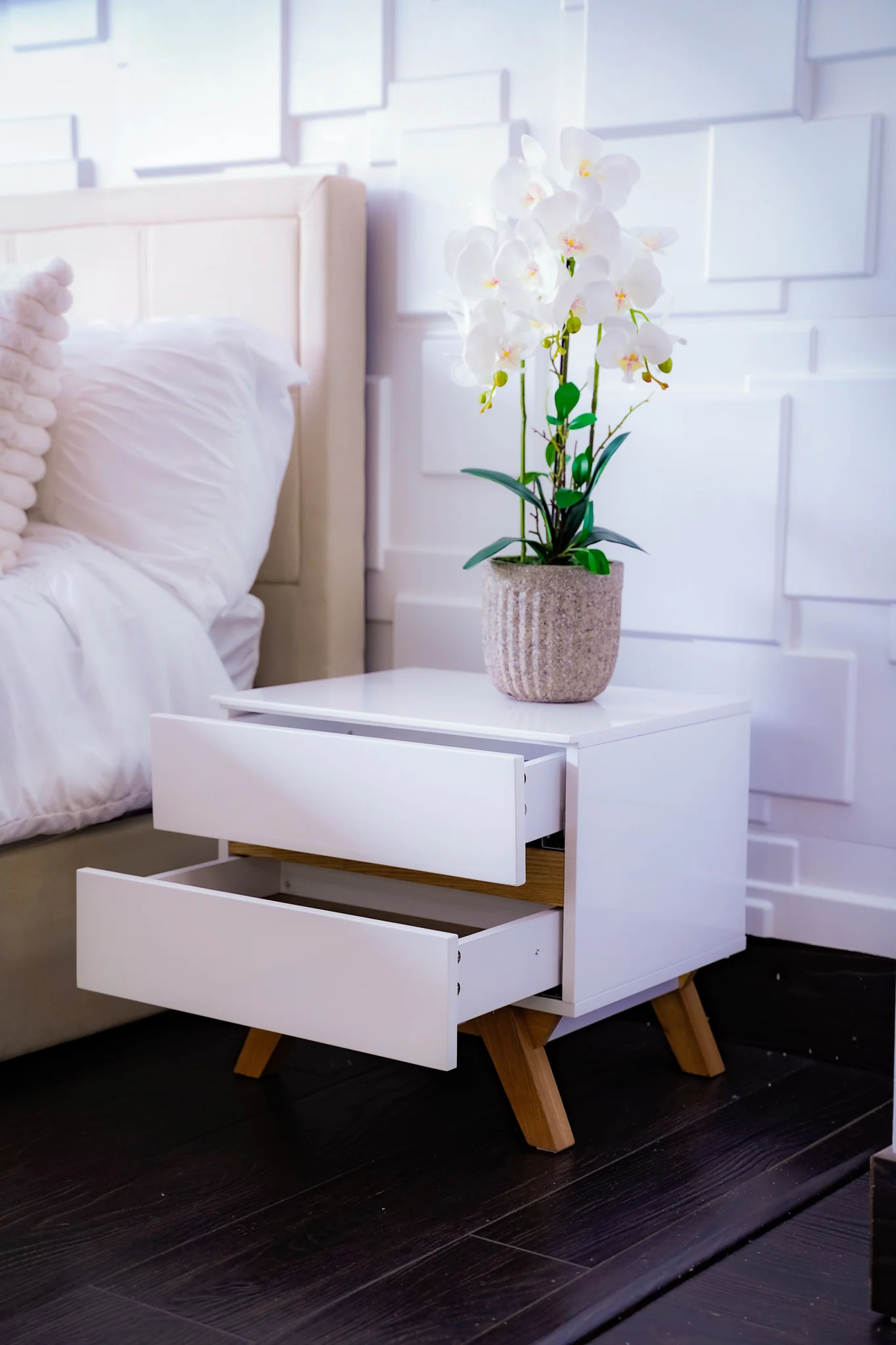 20" End Table-Two Drawers Gloss White - Image 4