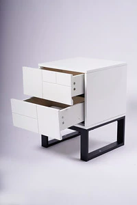 22" End Table-Two Drawers Gloss White - Image 4