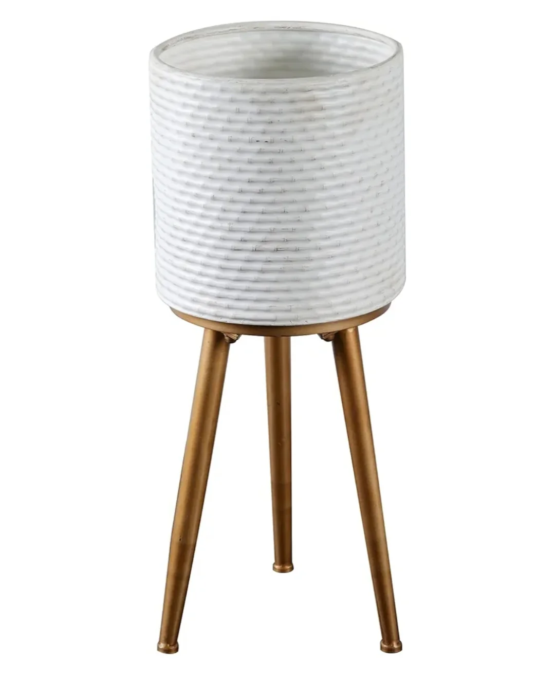 24" WHITE METAL PLANTER - Image 4