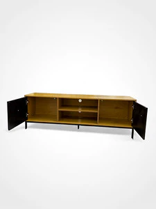63" TV Center Wood/Black - Image 3