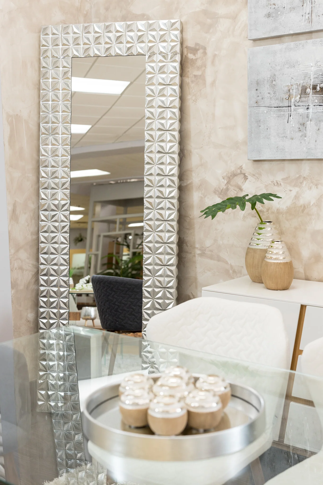 78" Silver Lily Mirror - Metalle Collection - Image 2