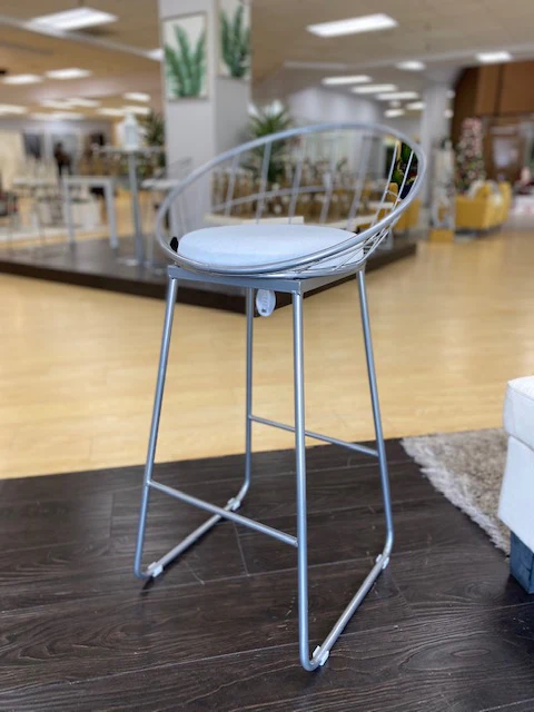 Bonny Bar Stool- White/Silver - Image 3