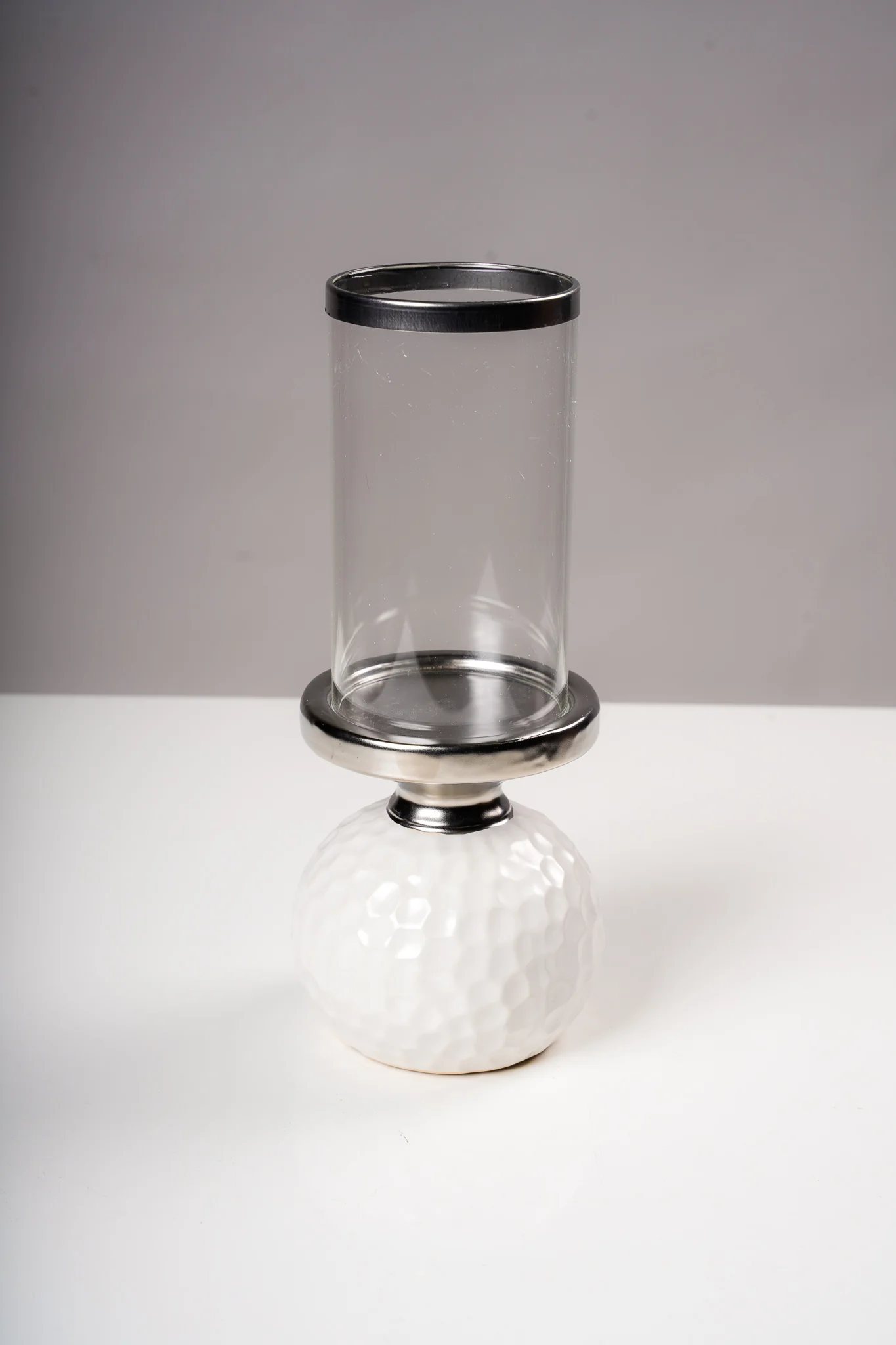 10" Candleholder  White/Silver - Sylvana Collection - Image 3