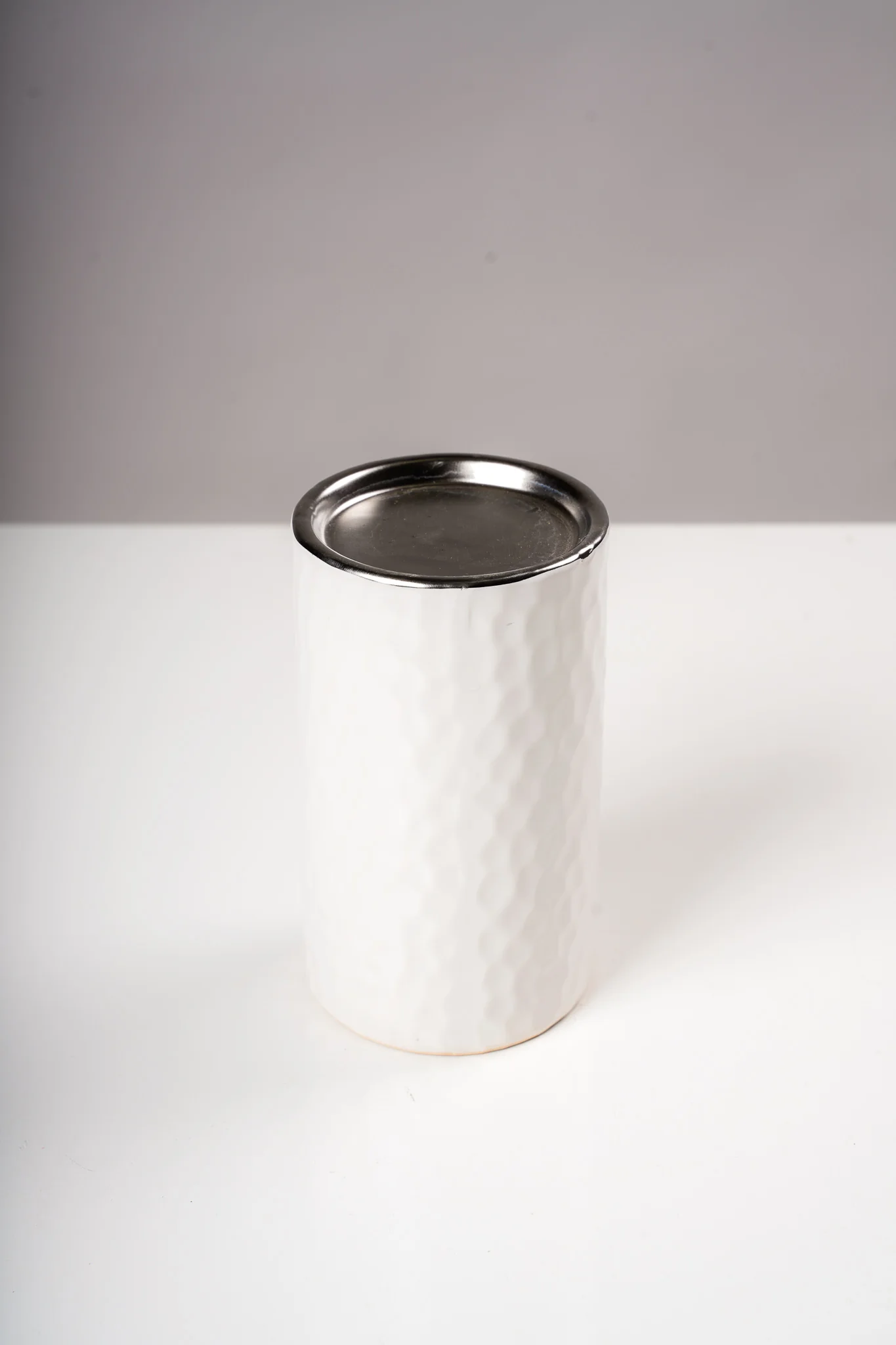 6" Candleholder  White/Silver - Sylvana Collection - Image 3