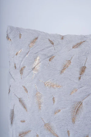 FEATHER METALLIC CUSHION -GREY/GLD - Image 2